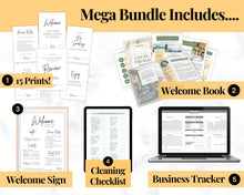 Load image into Gallery viewer, Airbnb Host BUNDLE! Editable Airbnb Signs, Welcome Book Template, Cleaning checklist, Business Tracker Spreadsheet, Air bnb Printables, VRBO | Yellow