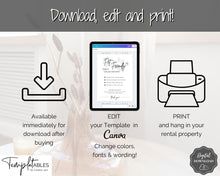 Load image into Gallery viewer, Airbnb PET Sign! Editable Airbnb Template, House Rules Poster, Airbnb Welcome Book, Super Host, Vacation Rental Signage, VRBO STR Air bnb, Policy