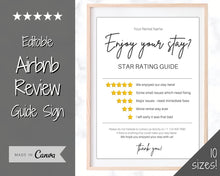 Load image into Gallery viewer, Airbnb RATING Sign, Airbnb Template, 5* Review Airbnb Signage, Check Out, Super Host, Welcome Book, House Rules Checklist, Air bnb, VRBO STR