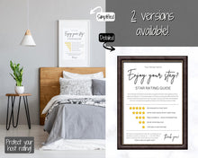 Load image into Gallery viewer, Airbnb RATING Sign, Airbnb Template, 5* Review Airbnb Signage, Check Out, Super Host, Welcome Book, House Rules Checklist, Air bnb, VRBO STR