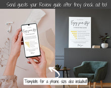 Load image into Gallery viewer, Airbnb RATING Sign, Airbnb Template, 5* Review Airbnb Signage, Check Out, Super Host, Welcome Book, House Rules Checklist, Air bnb, VRBO STR
