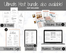 Load image into Gallery viewer, Airbnb RATING Sign, Airbnb Template, 5* Review Airbnb Signage, Check Out, Super Host, Welcome Book, House Rules Checklist, Air bnb, VRBO STR