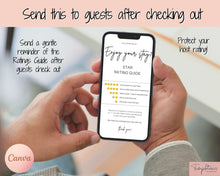 Load image into Gallery viewer, Airbnb RATING Sign, Airbnb Template, 5* Review Airbnb Signage, Check Out, Super Host, Welcome Book, House Rules Checklist, Air bnb, VRBO STR - Phone