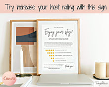 Load image into Gallery viewer, Airbnb RATING Sign, Airbnb Template, 5* Review Airbnb Signage, Check Out, Super Host, Welcome Book, House Rules Checklist, Air bnb, VRBO STR - Phone