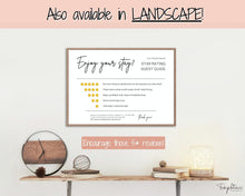 Load image into Gallery viewer, Airbnb RATING Sign, Airbnb Template, 5* Review Airbnb Signage, Check Out, Super Host, Welcome Book, House Rules Checklist, Air bnb, VRBO STR - Phone