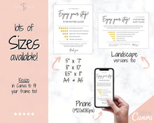 Load image into Gallery viewer, Airbnb RATING Sign, Airbnb Template, 5* Review Airbnb Signage, Check Out, Super Host, Welcome Book, House Rules Checklist, Air bnb, VRBO STR | Pink