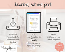 Load image into Gallery viewer, Airbnb RATING Sign, Airbnb Template, 5* Review Airbnb Signage, Check Out, Super Host, Welcome Book, House Rules Checklist, Air bnb, VRBO STR | Pink