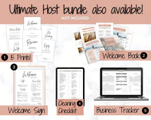 Load image into Gallery viewer, Airbnb RATING Sign, Airbnb Template, 5* Review Airbnb Signage, Check Out, Super Host, Welcome Book, House Rules Checklist, Air bnb, VRBO STR | Pink