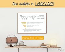 Load image into Gallery viewer, Airbnb RATING Sign, Airbnb Template, 5* Review Airbnb Signage, Check Out, Super Host, Welcome Book, House Rules Checklist, Air bnb, VRBO STR | Yellow