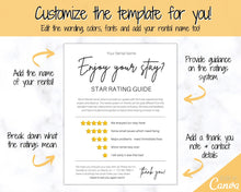 Load image into Gallery viewer, Airbnb RATING Sign, Airbnb Template, 5* Review Airbnb Signage, Check Out, Super Host, Welcome Book, House Rules Checklist, Air bnb, VRBO STR | Yellow