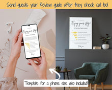 Load image into Gallery viewer, Airbnb RATING Sign, Airbnb Template, 5* Review Airbnb Signage, Check Out, Super Host, Welcome Book, House Rules Checklist, Air bnb, VRBO STR | Yellow