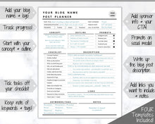 Load image into Gallery viewer, Blog Post Planner Templates! EDITABLE Blogger Bundle! Blog Planner, Content Strategy, Blogging Kit, Content Creator, Social Media