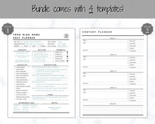 Load image into Gallery viewer, Blog Post Planner Templates! EDITABLE Blogger Bundle! Blog Planner, Content Strategy, Blogging Kit, Content Creator, Social Media