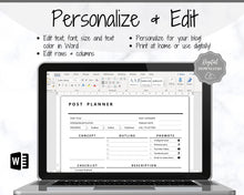 Load image into Gallery viewer, Blog Post Planner Templates! EDITABLE Blogger Bundle! Blog Planner, Content Strategy, Blogging Kit, Content Creator, Social Media