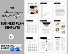 Load image into Gallery viewer, Business Plan Template, Small Business Planner Proposal, Start Up Workbook, Business Plan Analysis, Canva, Word, Side Hustle, EDITABLE Plan