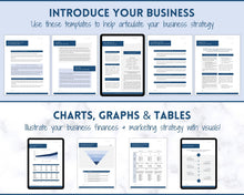 Load image into Gallery viewer, Business Plan Template, Small Business Planner Proposal, Start Up Workbook, Business Plan Analysis, Canva, Word, Side Hustle, EDITABLE Plan - NAVY