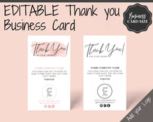 Load image into Gallery viewer, Business Thank You For Your Order Insert Card Template. EDITABLE Parcel Insert, Etsy Order, Small Business card, Thank you, your Purchase | Watercolor & Monochrome