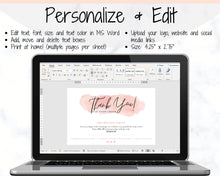 Load image into Gallery viewer, Business Thank You For Your Order Insert Card Template. EDITABLE Parcel Insert, Etsy Order, Small Online Business Purchase | Pink Watercolor Style 3