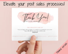 Load image into Gallery viewer, Business Thank You For Your Order Insert Card Template. EDITABLE Parcel Insert, Etsy Order, Small Online Business Purchase | Pink Watercolor Style 3