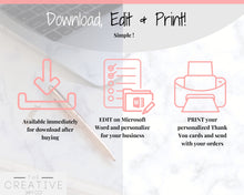 Load image into Gallery viewer, Business Thank You For Your Order Insert Card Template. EDITABLE Parcel Insert, Etsy Order, Small Online | Organic Aqua Line Art