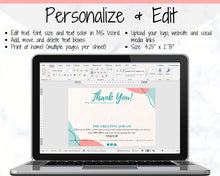 Load image into Gallery viewer, Business Thank You For Your Order Insert Card Template. EDITABLE Parcel Insert, Etsy Order, Small Online | Organic Aqua Line Art