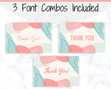 Load image into Gallery viewer, Business Thank You For Your Order Insert Card Template. EDITABLE Parcel Insert, Etsy Order, Small Online | Organic Aqua Line Art