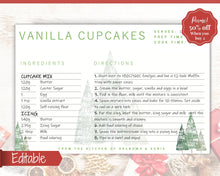 Load image into Gallery viewer, CHRISTMAS Recipe Card template, EDITABLE Recipe Template, Recipe Cards Printable, 4x6, Insert, Minimal, Sheet, Recipe Box, Xmas, Book | Green