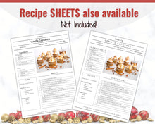 Load image into Gallery viewer, CHRISTMAS Recipe Card template, EDITABLE Recipe Template, Recipe Cards Printable, 4x6, Insert, Minimal, Sheet, Recipe Box, Xmas, Book | Red