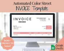Load image into Gallery viewer, COLOR STREET Invoice Template. EDITABLE Custom Receipt Template, Printable Customer Sales Order Invoice, Receipt Spreadsheet | Google Sheets