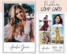 Load image into Gallery viewer, COMP CARD Template. Modeling Photocard! Zed Card for Models. Z Card. Fashion Resume Photo Card. Modeling Compcard Editable Canva Template | Style 3
