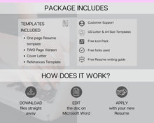 Load image into Gallery viewer, CV TEMPLATE Resume Word. Professional Resume Template. Minimalist Executive. CV template free. Resume Template Bundle. Curriculum Vitae | Style 25