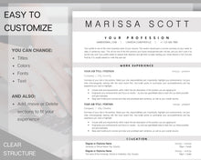 Load image into Gallery viewer, CV TEMPLATE Resume Word. Professional Resume Template. Minimalist Executive. CV template free. Resume Template Bundle. Curriculum Vitae | Style 27