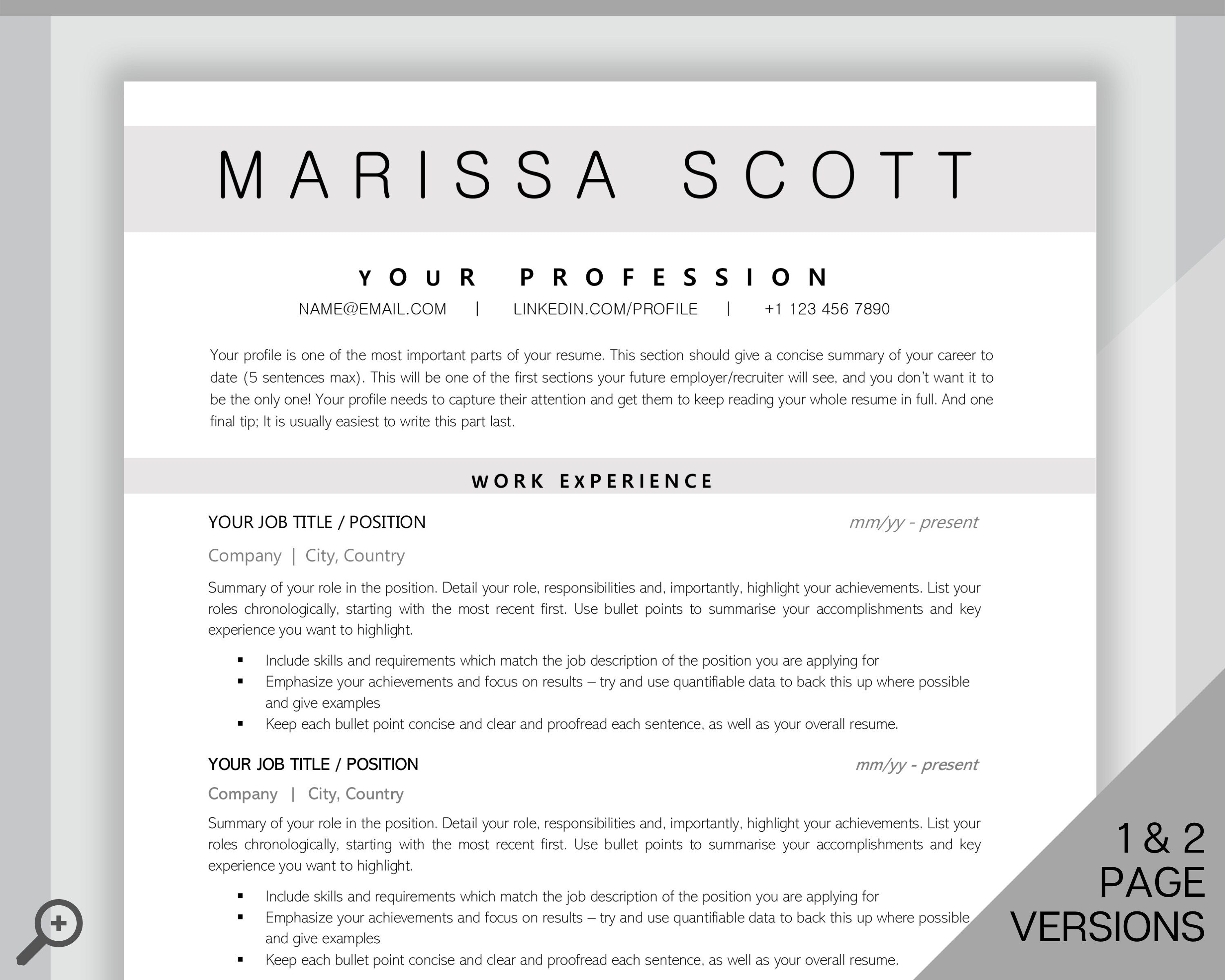 profile template for cv