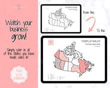 Load image into Gallery viewer, Canada Sales Map, EDITABLE Etsy Sales Map, Small Business European Sales Map, Procreate, Postcode, Color In, Printable Order Tracker