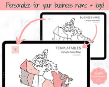 Load image into Gallery viewer, Canada Sales Map, EDITABLE Etsy Sales Map, Small Business European Sales Map, Procreate, Postcode, Color In, Printable Order Tracker