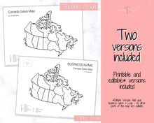 Load image into Gallery viewer, Canada Sales Map, EDITABLE Etsy Sales Map, Small Business European Sales Map, Procreate, Postcode, Color In, Printable Order Tracker