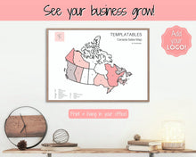 Load image into Gallery viewer, Canada Sales Map, EDITABLE Etsy Sales Map, Small Business European Sales Map, Procreate, Postcode, Color In, Printable Order Tracker