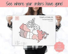 Load image into Gallery viewer, Canada Sales Map, EDITABLE Etsy Sales Map, Small Business European Sales Map, Procreate, Postcode, Color In, Printable Order Tracker