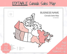 Load image into Gallery viewer, Canada Sales Map, EDITABLE Etsy Sales Map, Small Business European Sales Map, Procreate, Postcode, Color In, Printable Order Tracker