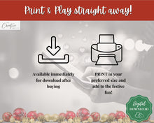 Load image into Gallery viewer, Christmas Around the World Game! Holiday Game Printables, Xmas Party Game, Fun Family Activity Set, Virtual, Kids Adults, Office Party, Quiz