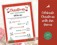 Load image into Gallery viewer, Christmas Roll the dice Game! Holiday Gift Exchange Printable, Xmas Party Game, Fun Family Activity Set, Virtual, Kids Adults, Office, Quiz