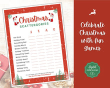 Load image into Gallery viewer, Christmas SCATTERGORIES Game! Holiday Game Printables, Xmas Party Game, Fun Family Activity Set, Virtual, Kids Adults, Office Party, Quiz