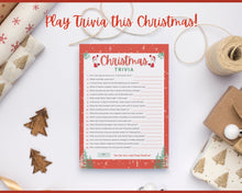 Load image into Gallery viewer, Christmas Trivia Game! Holiday Trivia Game Printables, Xmas Party Game, Fun Family Activity Set, Virtual, Kids Adults, Office Party, Quiz