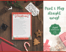 Load image into Gallery viewer, Christmas Trivia Game! Holiday Trivia Game Printables, Xmas Party Game, Fun Family Activity Set, Virtual, Kids Adults, Office Party, Quiz