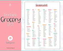 Load image into Gallery viewer, Colorful Grocery List, Master Grocery List Printable, Weekly Shopping List, Meal Planner Checklist, Grocery PDF, Kitchen Organization Template | Colorful Sky
