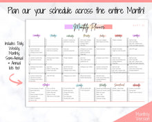 Load image into Gallery viewer, Colorful Weekly & Monthly Planners, EDITABLE Weekly Planner Printable, To Do List, Teacher, Student, Business Template, Schedule, Checklist