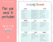 Load image into Gallery viewer, Colorful Weekly & Monthly Planners, EDITABLE Weekly Planner Printable, To Do List, Teacher, Student, Business Template, Schedule, Checklist