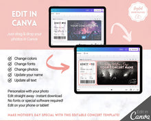 Load image into Gallery viewer, Concert Ticket Template, EDITABLE MOTHERS DAY Surprise Getaway gift, Invitation, Last minute Mom Mother's, Diy Musical Event, Theatre Show | Style 1