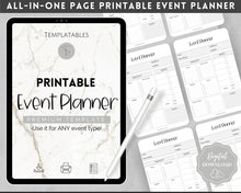 Load image into Gallery viewer, Event Planner Template, Printable Party Planner, Birthday, Wedding, Bridal, Budget, Invites, Event Plan Set, Party Organizer | Mono