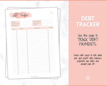 Load image into Gallery viewer, DEBT SNOWBALL TRACKER, Debt Payoff, Debt Tracker Printable, Dave Ramsey, Debt Payments, Finance Planner, Budget Planner, Debt Free Progress | Pink